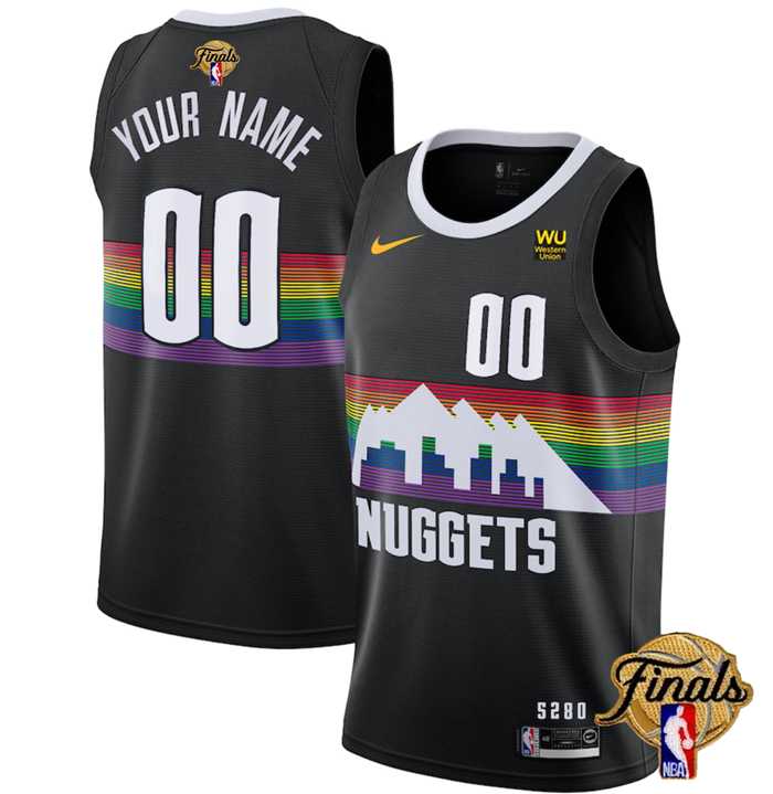 Men & Youth Customized Denver Nuggets Active Player Black 2023 Finals City Edition Stitched Jersey->customized nba jersey->Custom Jersey